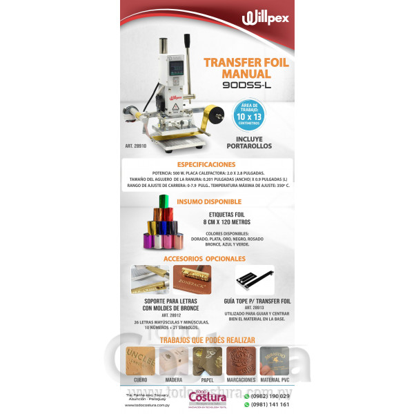 TRANSFER FOIL (10X13 CM - MANUAL) WILLPEX 90DSS-L